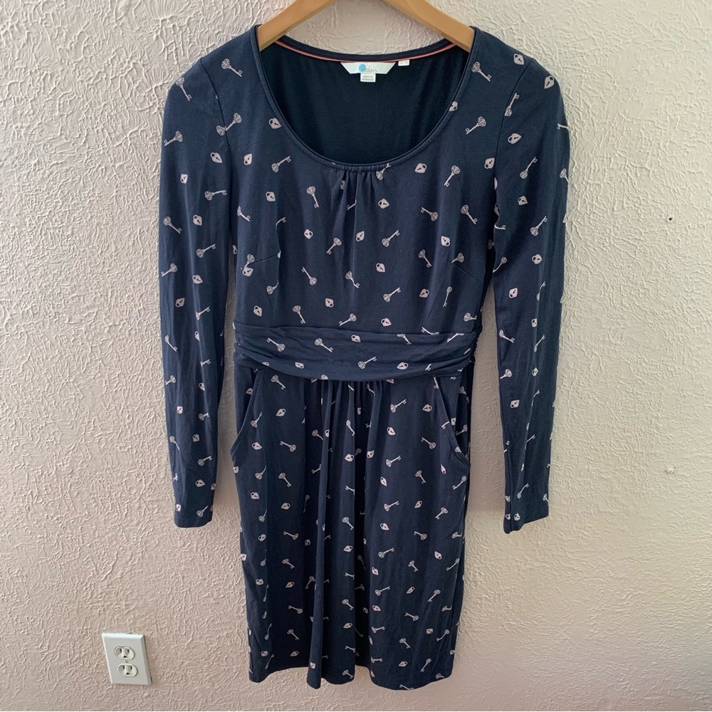 Boden Mabel Blue Trinket Dress Key and Locket print - Picture 3 of 8